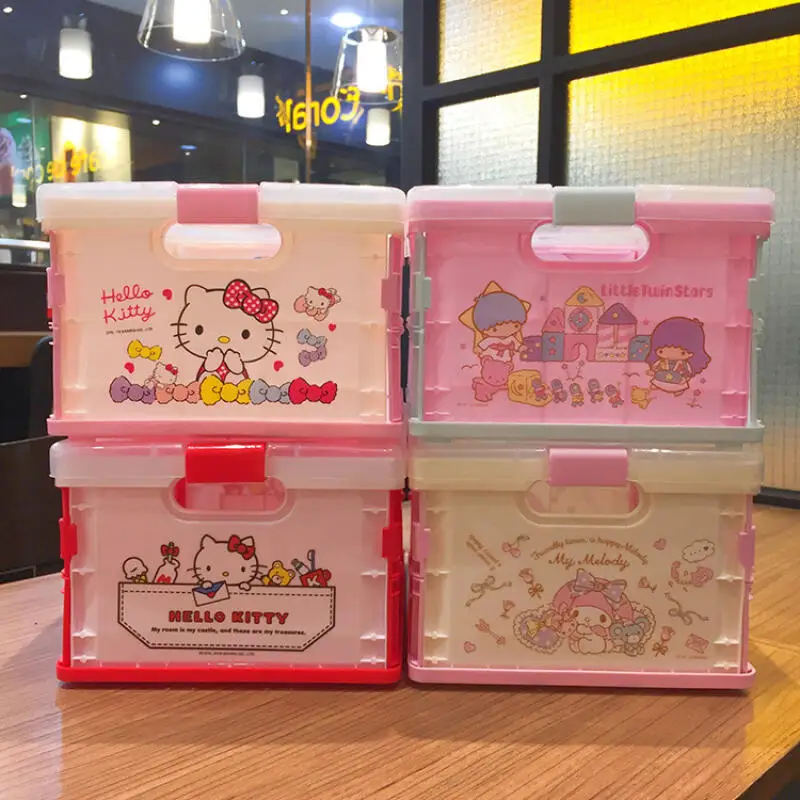 سانريو مرحبا كيتي صندوق تخزين أضعاف لطيف سلة التخزين صندوق تخزين صندوق تخزين صندوق تخزين لعبة بلاستيكية كتاب تخزين نمط جديد #2