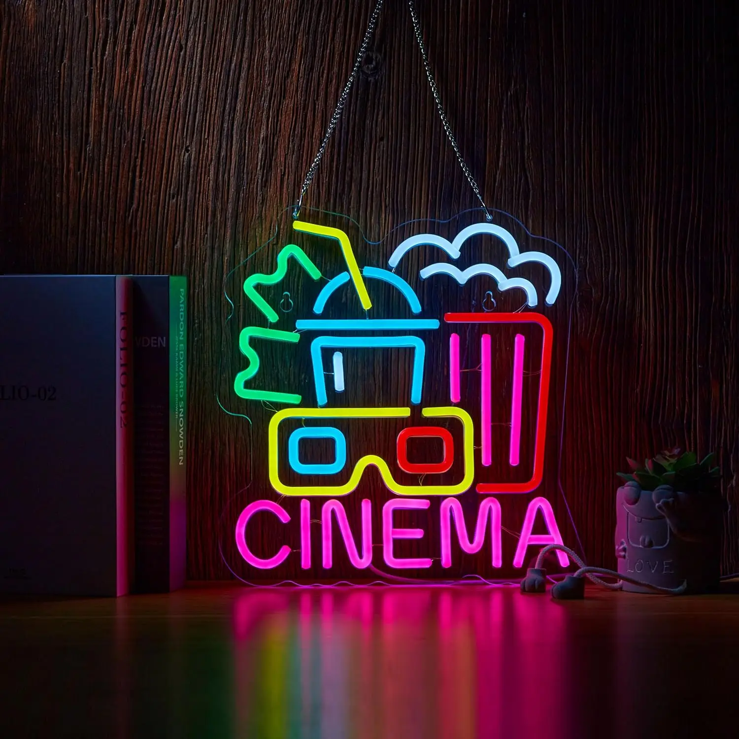 Cinema Neon Sign Popcorn LED Neon Light for Home Theater Movie Room Decor Entertainment Nightclub USB Dimmable Business Sign