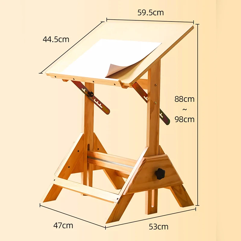 Mesa de dibujo japonesa, banco de trabajo de madera maciza para estudiantes de arte especialmente, diseñadores arquitectónicos de ingeniería, dibujo dibujado a mano FYDT
