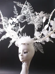 Headwear Exaggerated Oversized White Branches Suitable for Stage Model  Adult Photography Props Hair Accessories Top Clip Black