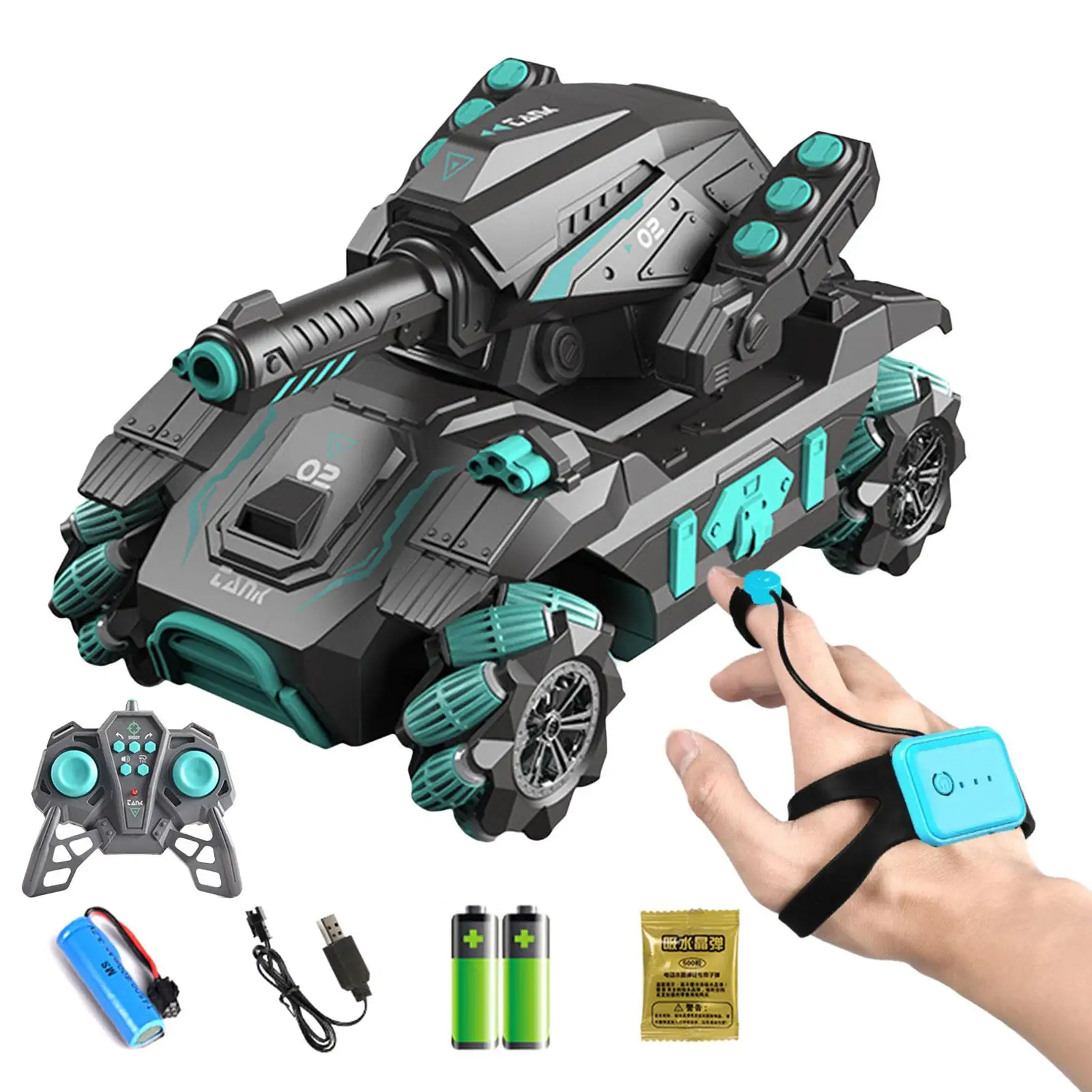 RC Tank Car 2.4G Electric Water Bombs Tank Car Gesture Sensing Water Shots Stunt Can Drift Horizontally Gift Toy For Boys