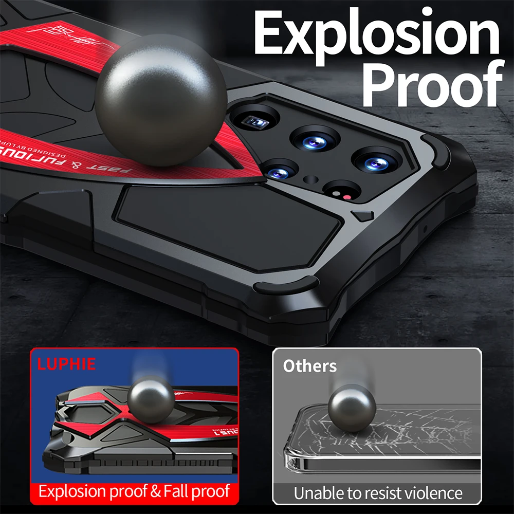 Luphie Metal Full Protect Armor Case For Samsung Galaxy S23 Ultra Phone Cover S24 23 S22Ultra S21 S24 Plus 5G Shockproof Fundas