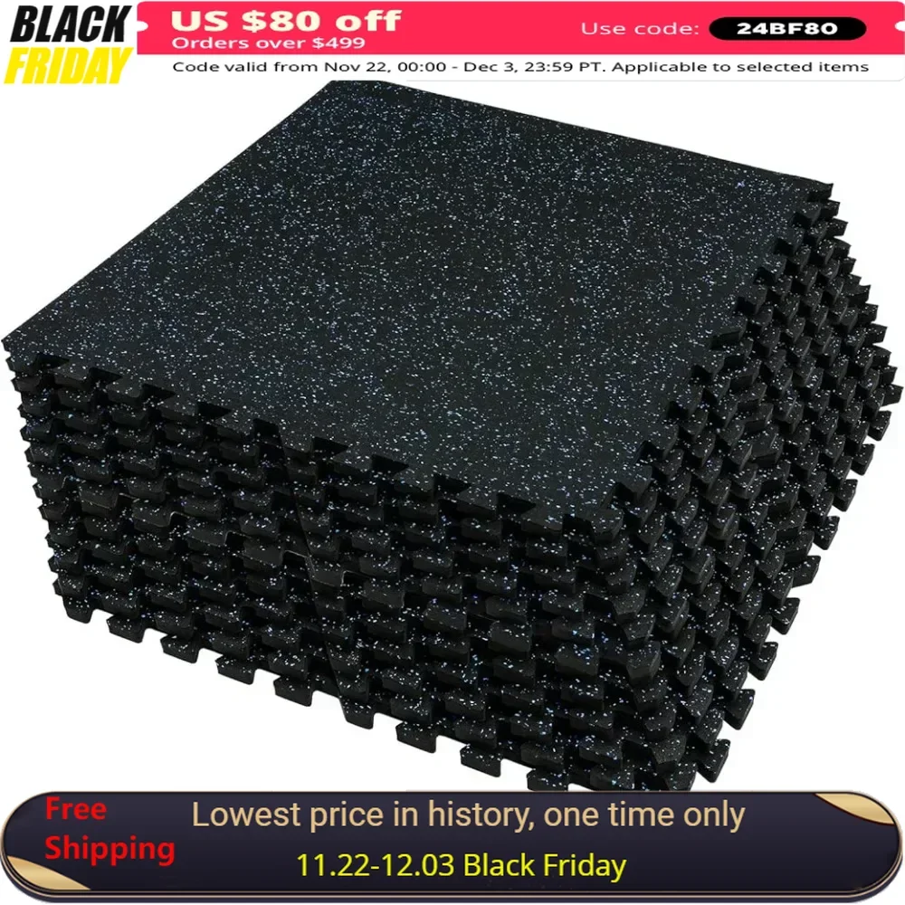 Protective Flooring Mat Peel and Stick Floor Tile Sticker 48 Sq Ft EVA Foam Mats With Rubber Top Veranda Floor Deck Assembly