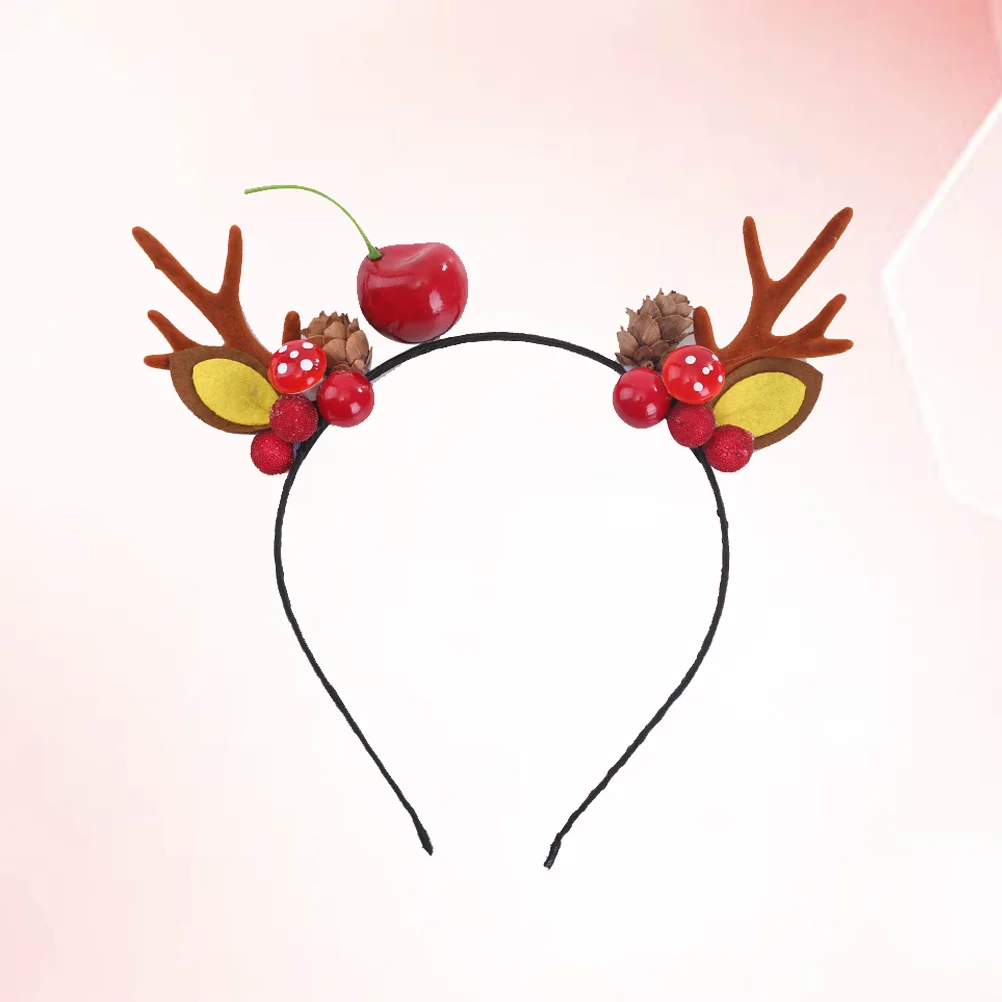 Christmas Antlers Headband Festive Elk Pine Cone Hair Band Cartoon Reindeer Hair for Cosplay Party christmas headband