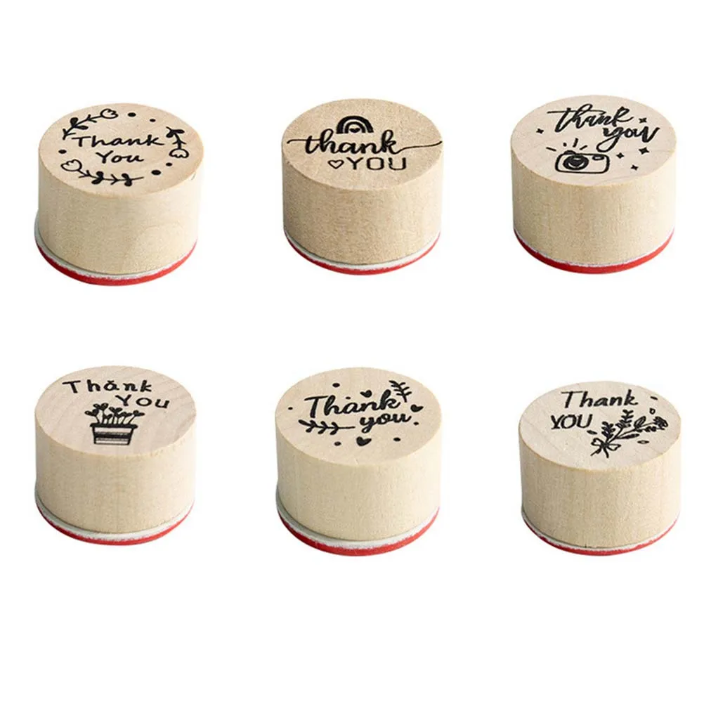 

6Pcs DIY Wooden Stamps Scrapbook Craft Seals Creative Classic Design Safe Durable Use Scrapbook Stamp Wood Stamp