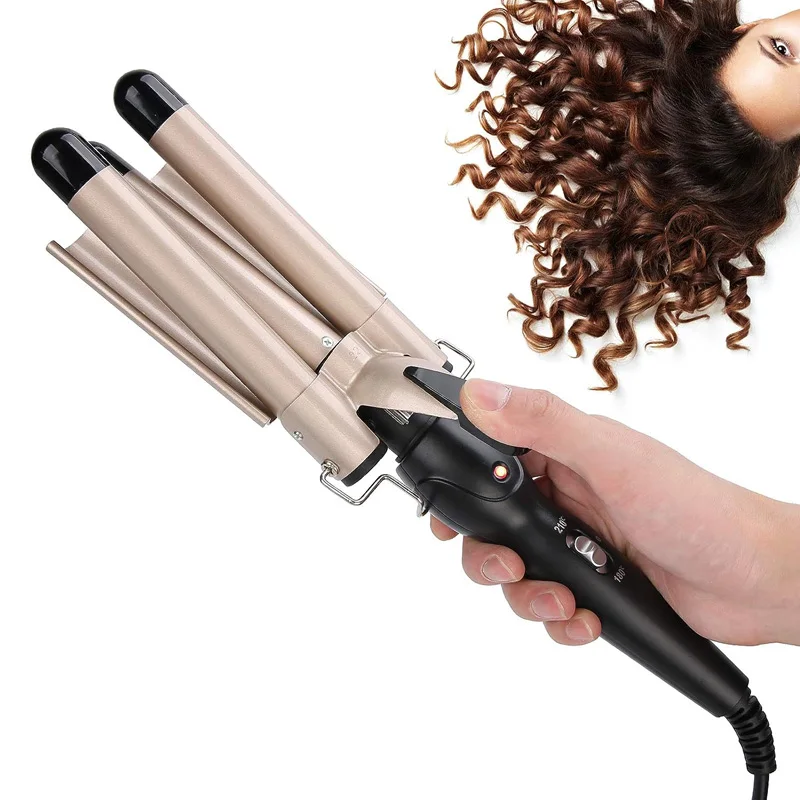 3 Barrel Big Wave Professional Salon Ceramic Coating Curling Iron Roll Stick Egg Roll Stick Instant Noodles Large Curling Iron