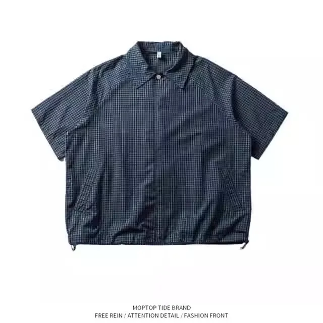 

Summer 2026 Men's Loose Casual Short Sleeve Shirt Vintage Collar Commute Youth Fashion Polyester Fiber Grains Pattern