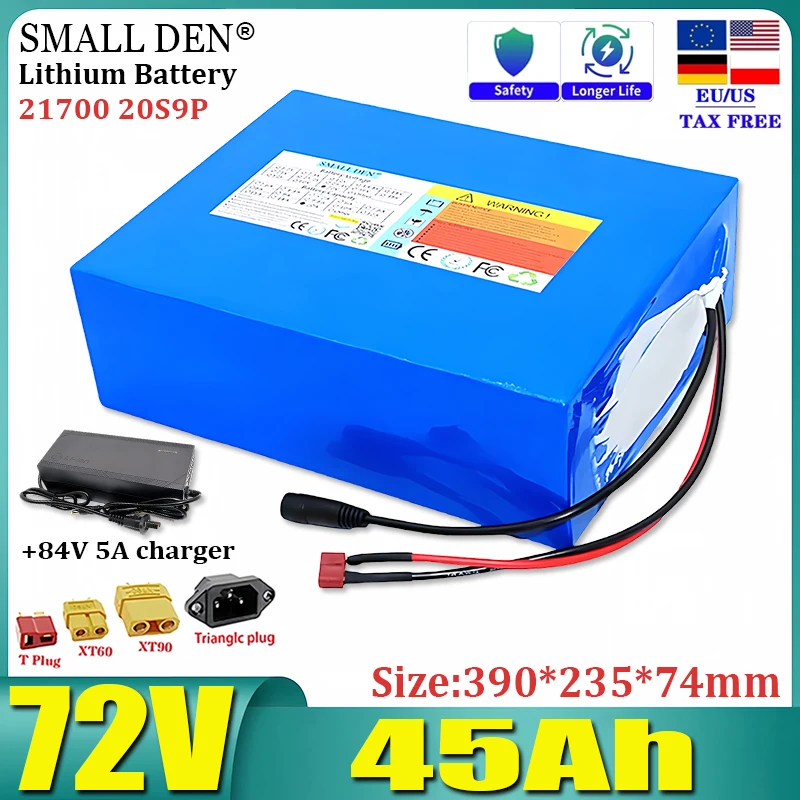 New 72V 45Ah 21700 20S9P Lithium Battery Pack BMS 3500W Motorcycle High Power and Large Capacity Rechargeable Battery tax exempt