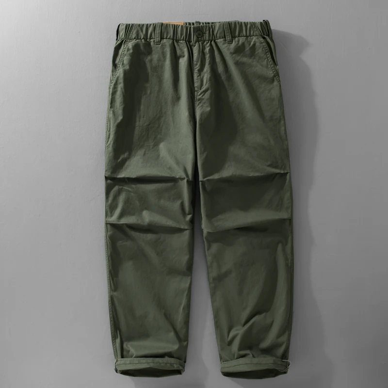

2026 Spring Summer New Casual 100% Cotton Straight Pants for Men Clothing Solid Color Casual Men Trousers