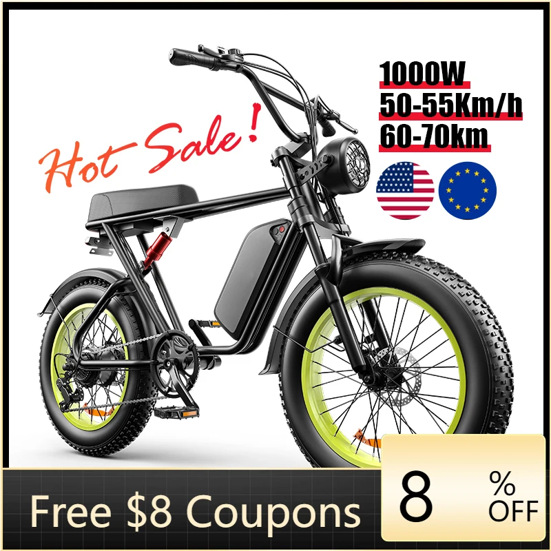 

STLF DZ WJW Advanced Factory Latest GREEN WHEEL 1000W Motor Warehouse 20 Inch Fat Tire BICYCLES off Road Electric FAT BIKES