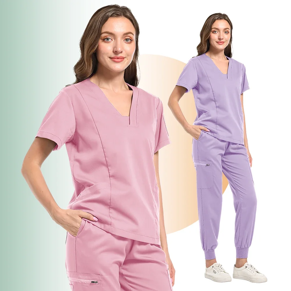 Unissex médico uniformes médicos das mulheres dos homens roupas de enfermagem beleza traje esfrega conjuntos dentista workwear clínico topos calças