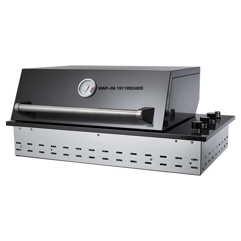 

Built-In Black Titanium Stainless Steel Gas BBQ Grill Safety Device Electronic Pulse Ignition 3 Burner