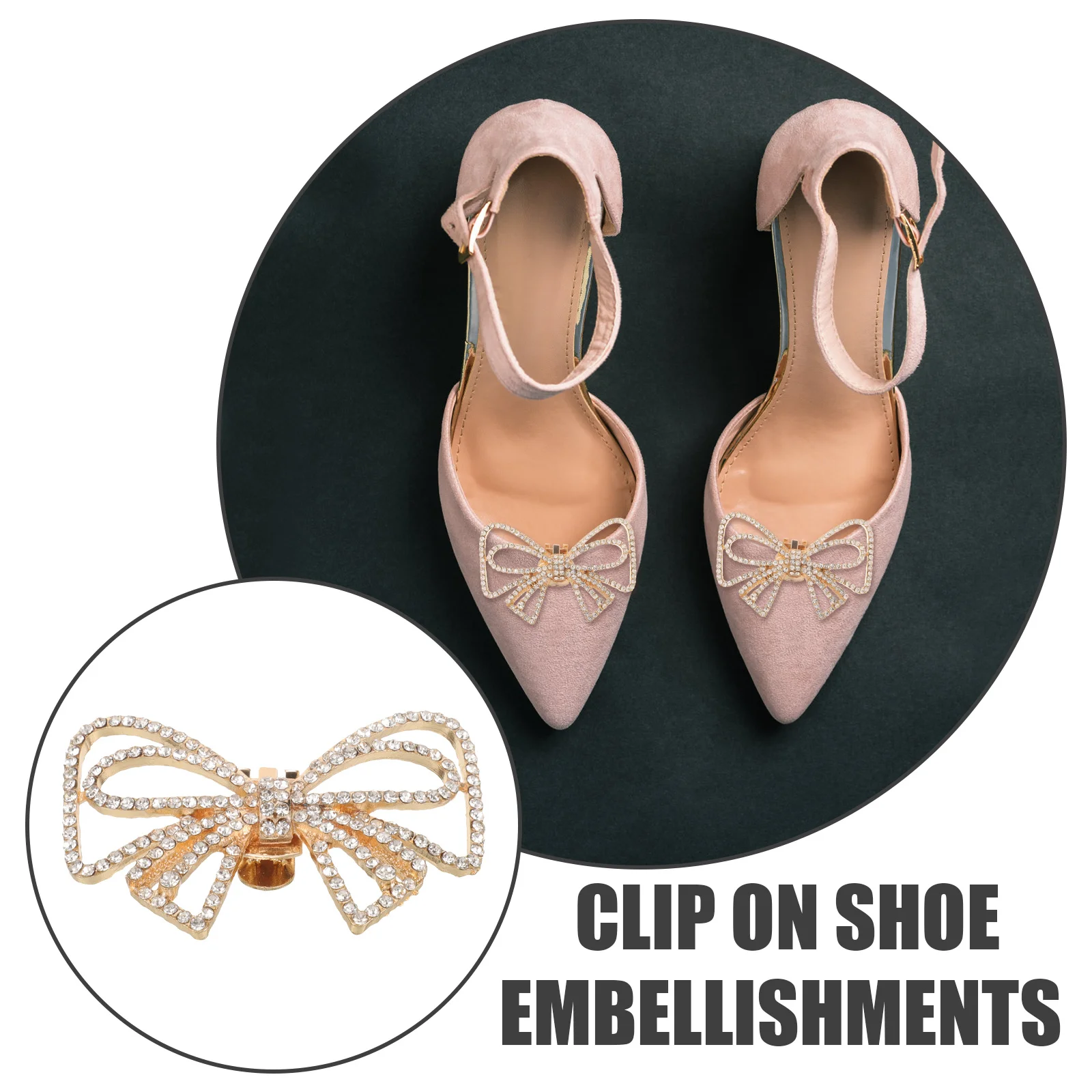 

1 Pair Flower Accessories Bow Shape Sparkling Rhinestones Clip On Shoe Embellishments For Wedding Bridal Evening Party Shoe