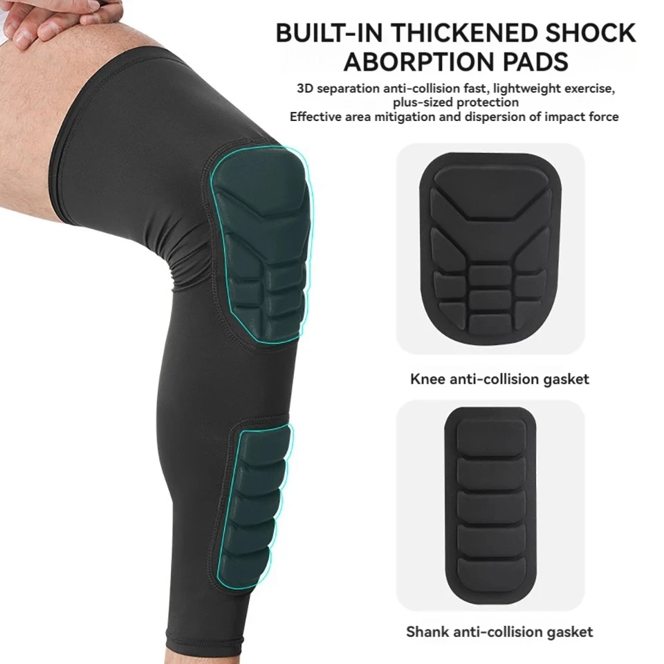 1Pcs Sports Knee Pads Extended Breathable Leg Warmers Anti-Slip Shock Absorption Double Anti-Collision Outdoor Sport Men Women