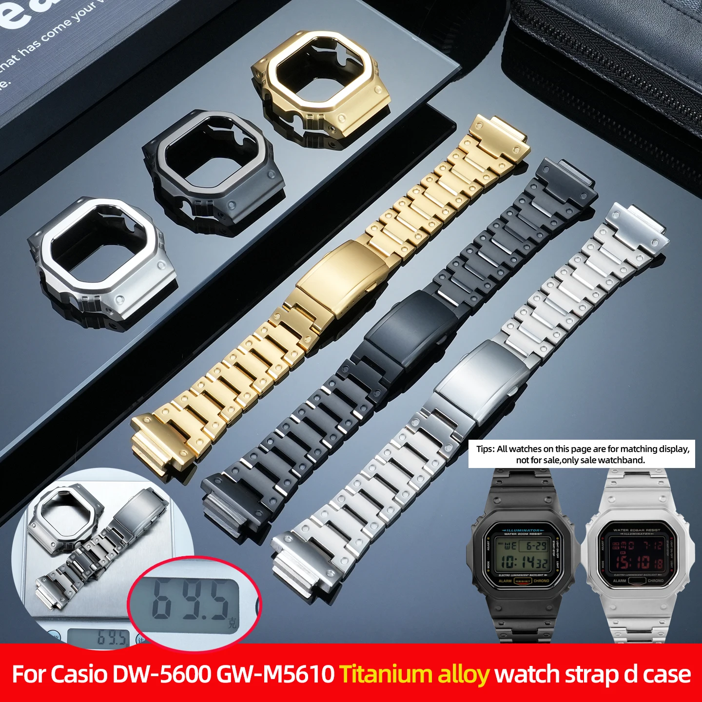 DW5600 Lightweight Titanium Alloy Watch Strap Case For CASIO G-SHOCK GW-M5610 GW-B5600 Titanium Metal Watch Chain Mod Kit Men