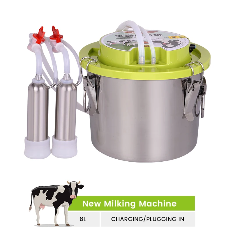 8L Automatic Electric Cow Goat Milking Machine Portable one-piece milking machine for cattle and goat Livestock