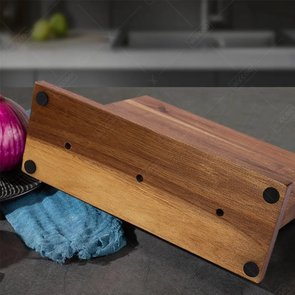 WXCOO Messerblock aus Edelstahl, Aufbewahrungsregal für die Arbeitsplatte, Einzel-Loch-Design, rutschfeste Basis für 5-7 Messer, modernes Design, leicht zu reinigen. – Detail 17