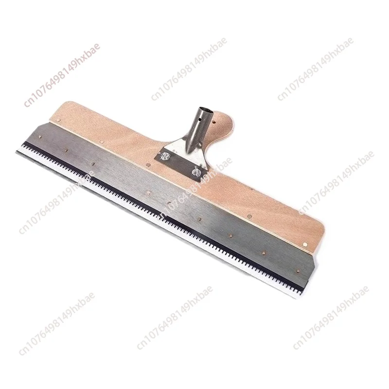 Self-leveling cement squeegee, epoxy cement mortar construction tool wooden rake, toothed self-leveling rake with wooden handle