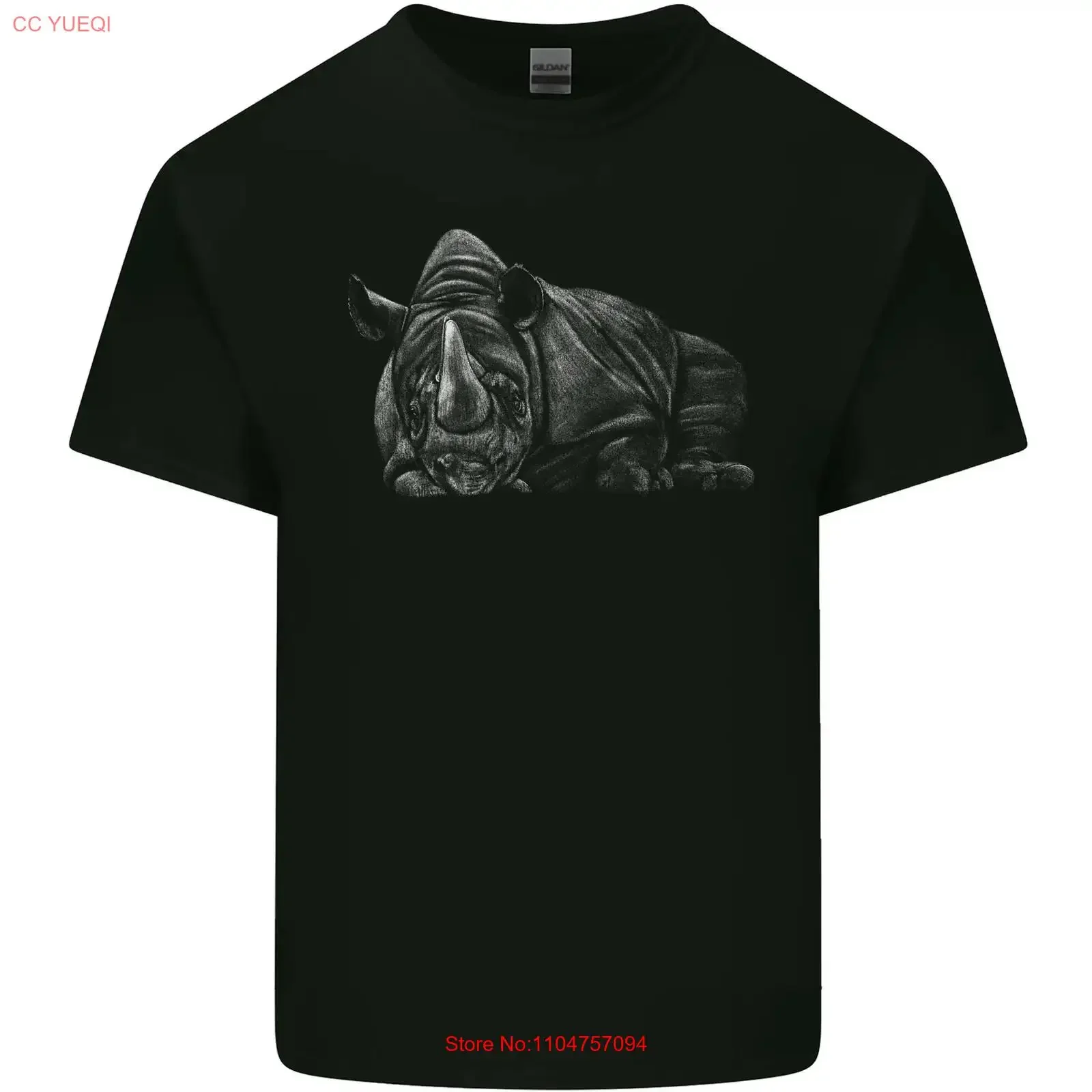 A Rhino Rhinoceros Mens Cotton T Shirt Top vintage Washed graphic Versatile Casual Unisex designer clothes Comfortable