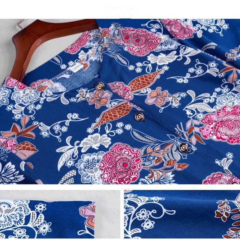 Pijama de verano para madre de mediana edad, conjunto de dos piezas holgado e informal, ropa Floral para el hogar para Mujer