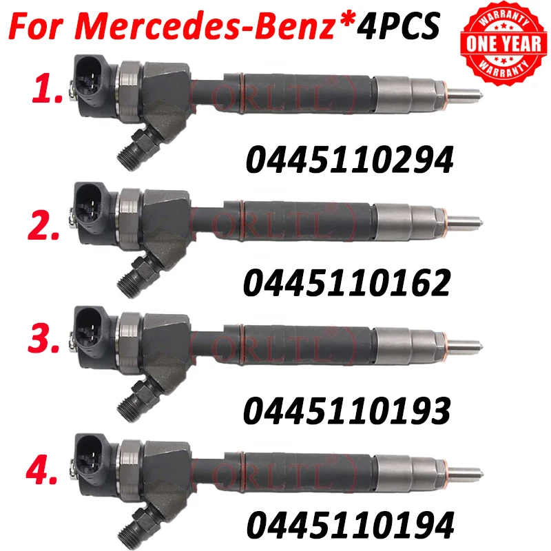 4pcs Injector Nozzle 0445110294 0445110162 0445110193 0445110194 For Mercedes Benz Engine 6480700387 A6480700387 A648070038780