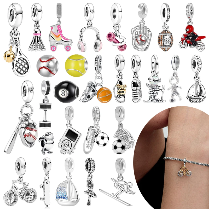 

Ювелирные изделия «сделай сам», подарок, спортивная серия, футбол, волейбол, баскетбол, регби, бейсбол, теннис, бадминтон, очаровательные бусины, подходят для оригинальных браслетов