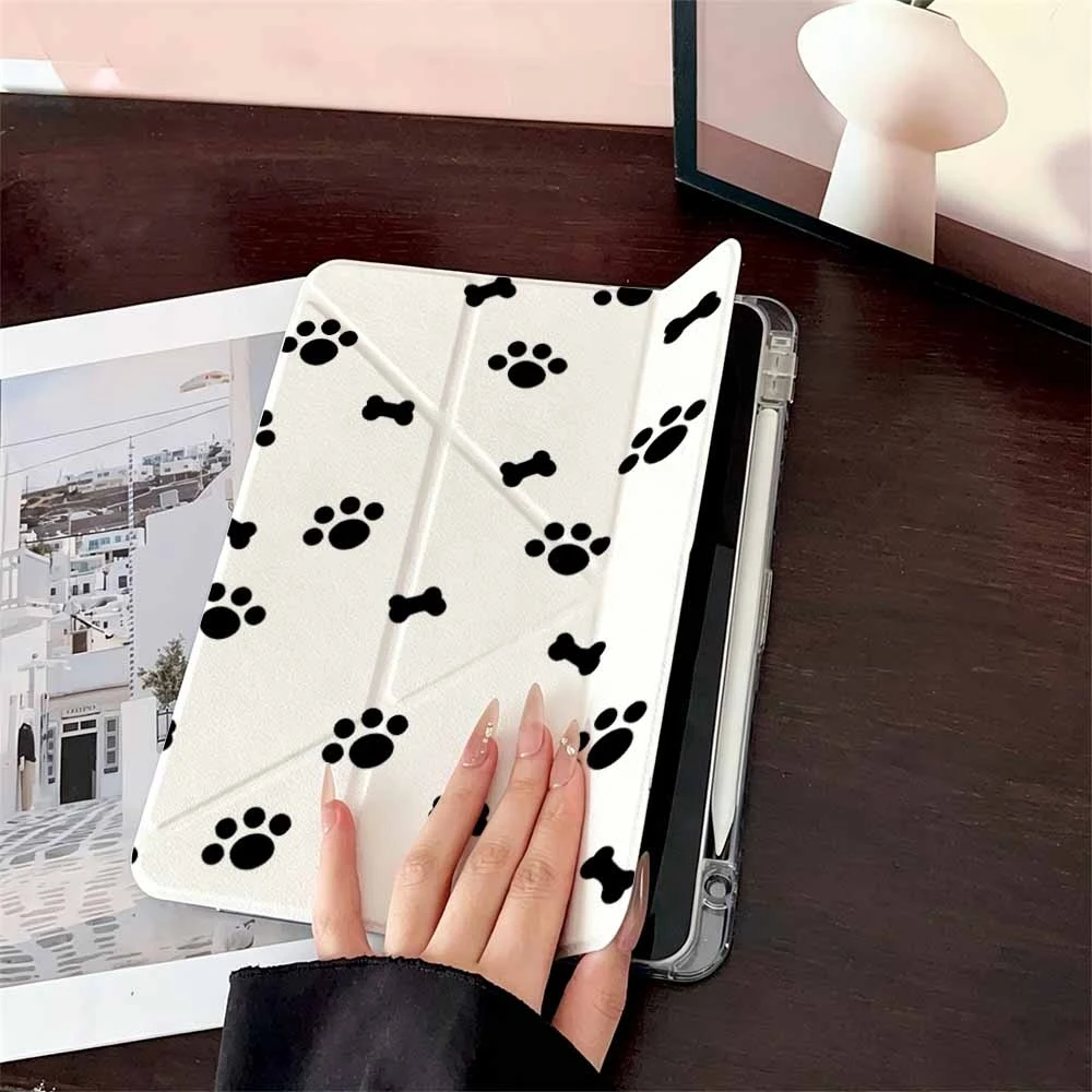 Black Bone And Paw Print For Samsung Galaxy Tab A8 A9 A11 S6 S7 S8 S9 S10 FE Plus Lite Protective With Pen Slot Tablet Case