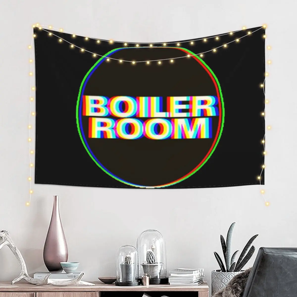 Boiler Room Color Glitch II Tapestry Luxury Living Room Decoration Room Decoration Aesthetic Tapestry