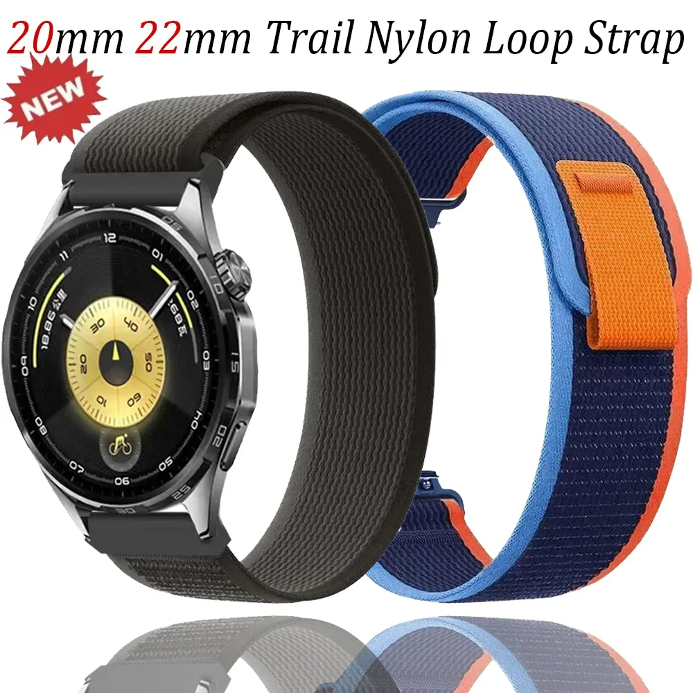 20mm 22mm Trail Nylon Loop Strap For Huawei Watch 5 GT6-5-4-3 GT6/5/3 Pro 46mm Bracelet For Galaxy Watch 7 6 5 4 40mm 44mm Band