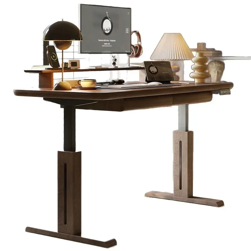 Smart solid wood electric desk, modern simple desk, new home electric lifting table painting table writing desk