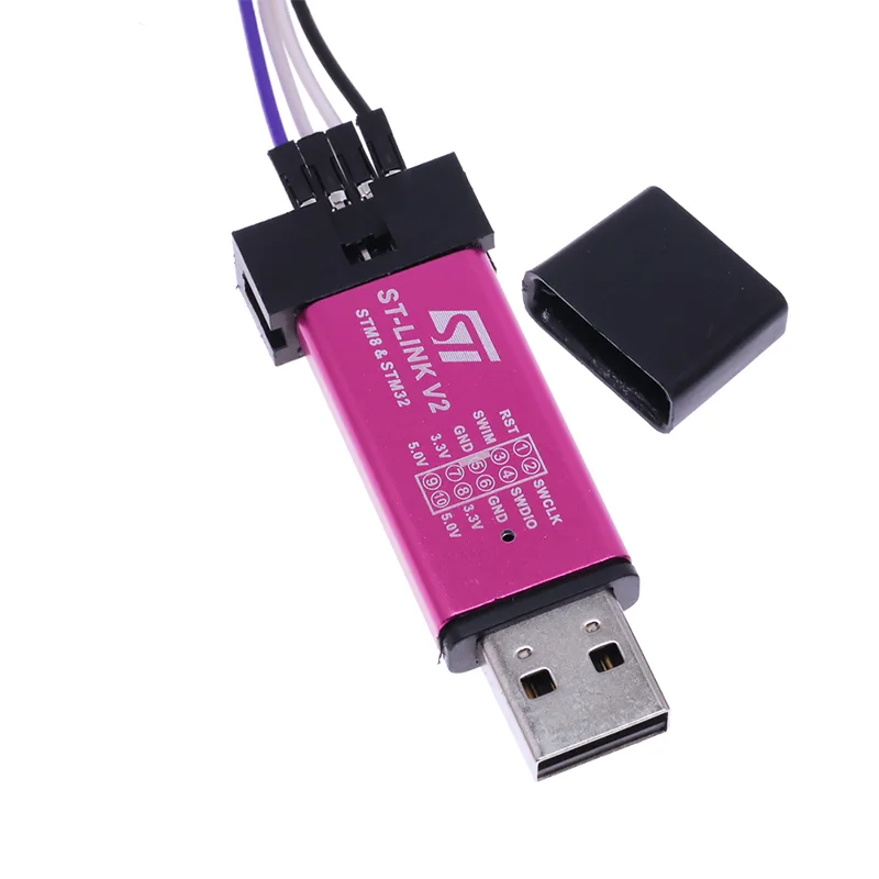 ST-Link V2 stlink mini STM8 STM32 ST LINK Simulator تنزيل برمجة المبرمج مع غطاء مكونات إلكترونية ملونة عشوائية