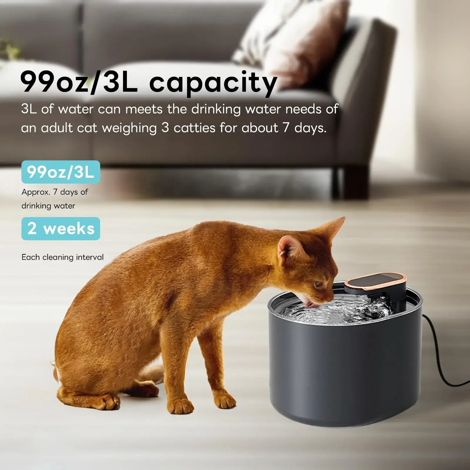 3L Cat Water Fountain with Motion Sensor Automatic Dog Water Dispenser with LED Light Ultra Silent Pet Drinking Water Fountain