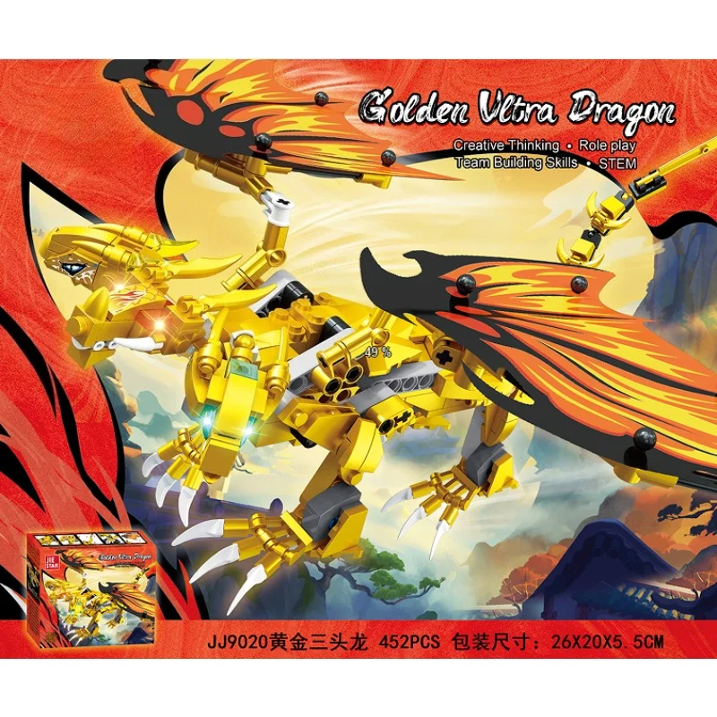 

447 деталей, зеленый летающий дракон, конструктор, классическая модель древнего дракона, кирпичики, украшение для рабочего стола, игрушка для самостоятельной сборки, подарок для детей на праздник