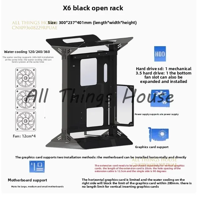 

Computer Chassis Rack Desktop Creative Graphics Card Vertical Plug DIY Small Chassis, Empty Rack
