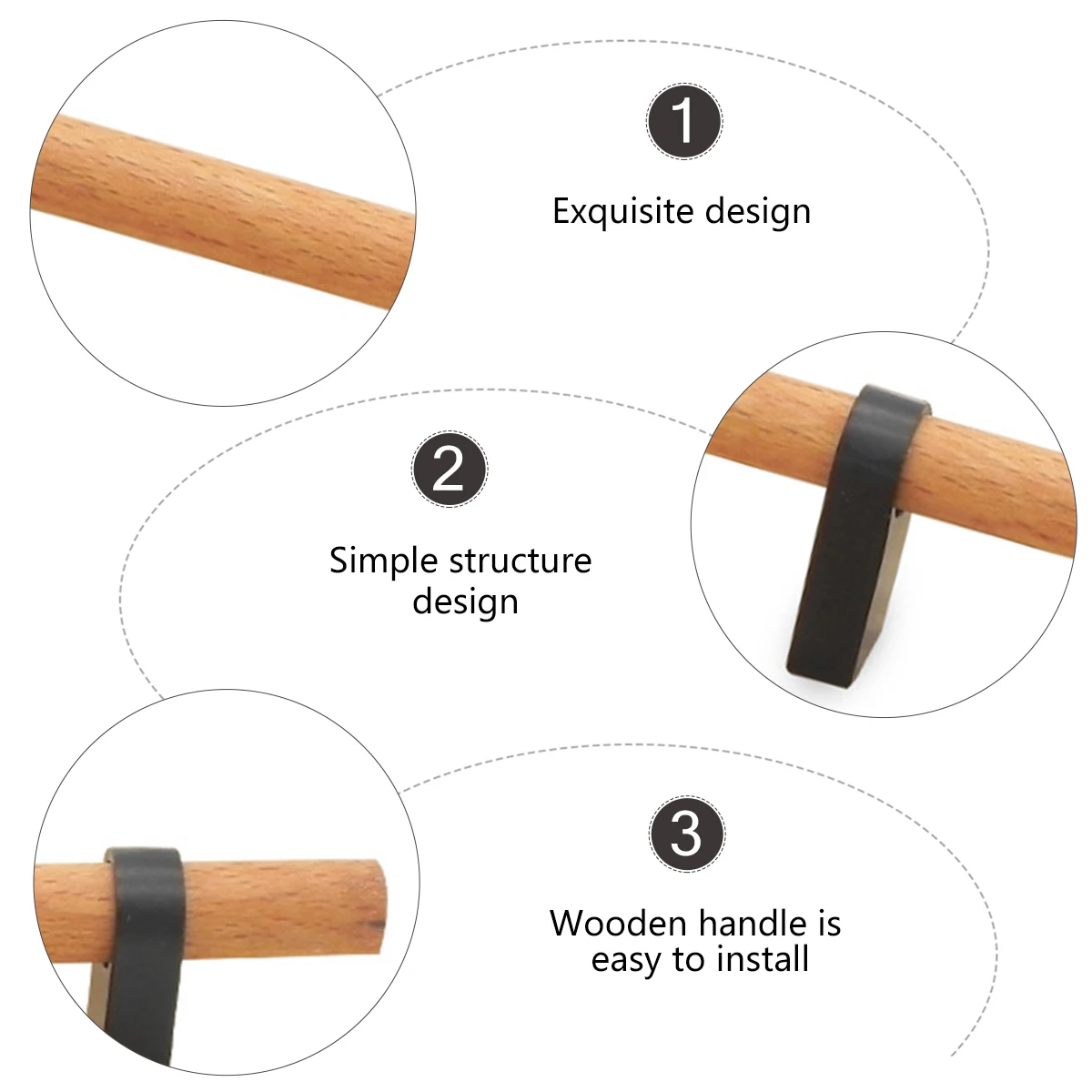 

Solid Wood Drawer Pull Handle Modern Simple Design For Cabinet Wardrobe Closet Zinc Alloy Base Durable Wooden Knob