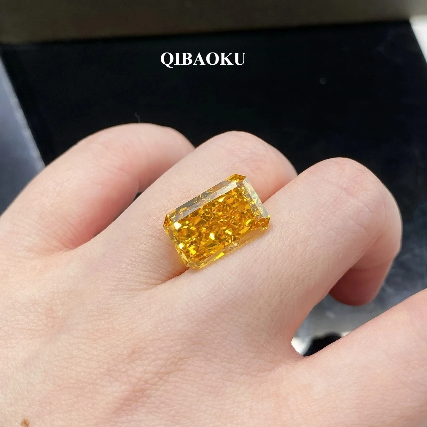 QIBAOKU 11.23CT VS1 Fancy Vivid Yellow Lab Grown Diamond with IGI Certificate Radiant Shape Cvd Diamonds Wholesale Jewelry 2026