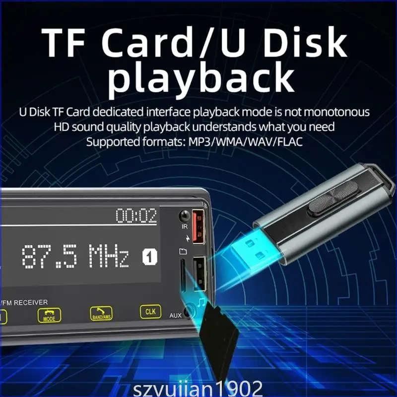 

124B Car Stereo Radio Support USB AUX-in TF Card Multimedia Player with FM Radio Receiver Universal Auto Radio for Touch Scre