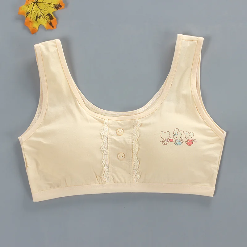 Girl Vest Cotton Spandex Big Girl's Sport 8-15 Years Adolescente Kids Underwear Letter Racerback Training Teen Bra image 6