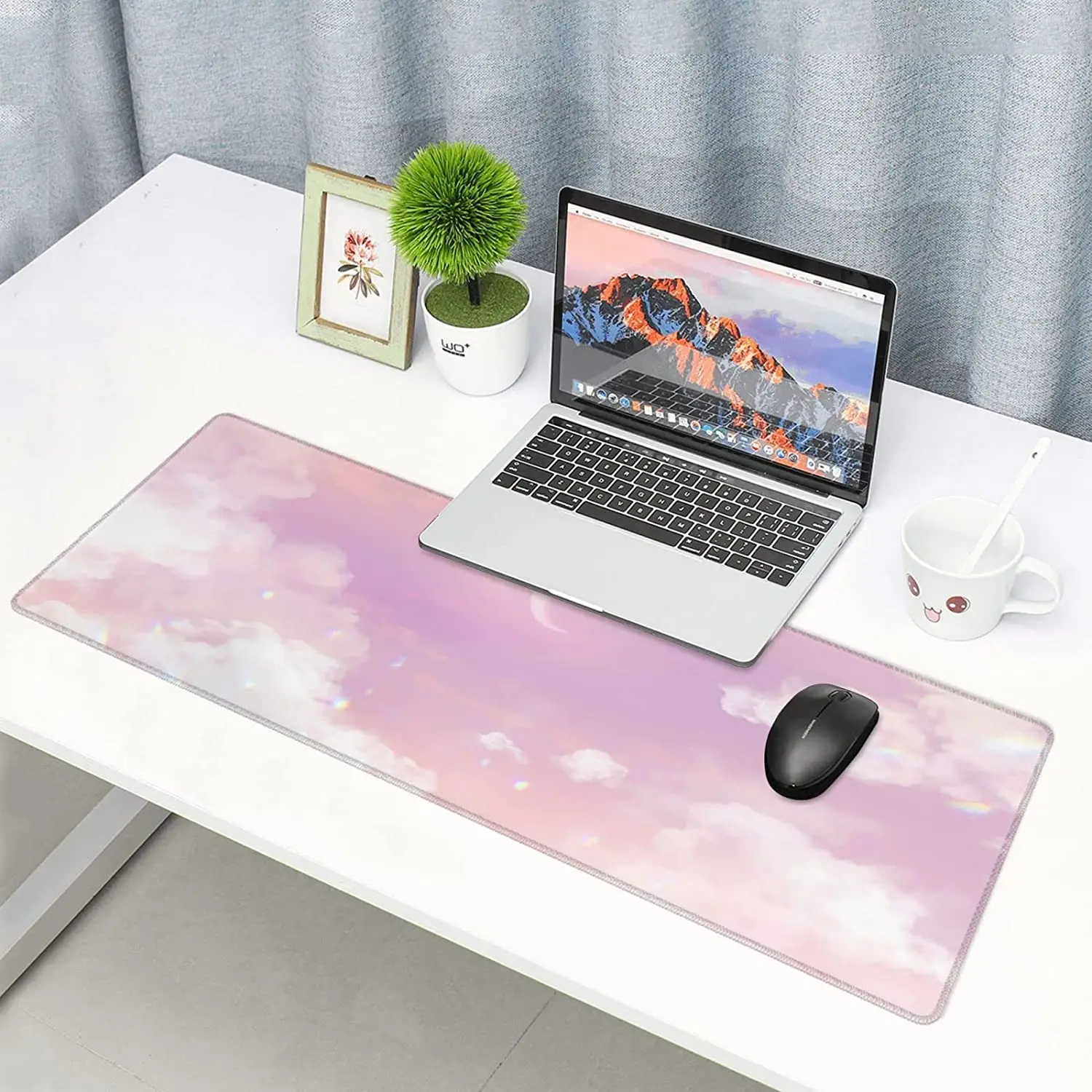 Pink Pastel Moon Mouse Pad XL Large Gaming Mouse Pad Long Desk Pad Mousepad 31.5 X 11.8 Inch