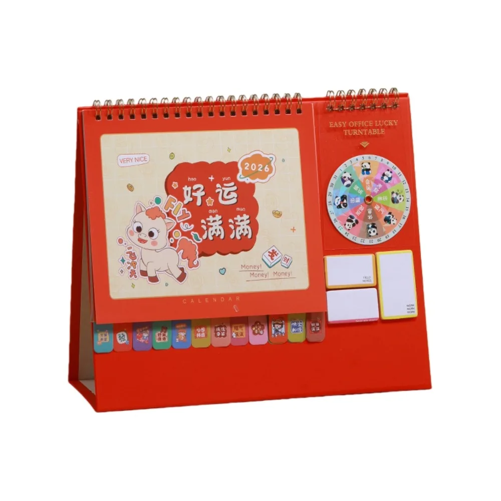 

Китайский новогодний стиль 2026, настольный календарь, переплет на катушке с заметками, ежемесячный планировщик, дисплей даты на месяц лошади/паве