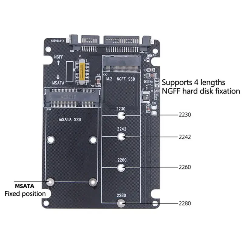 M.2/mSATA to SATA Adapter M.2 NGFF mSATA SSD to SATA3.0 2.5