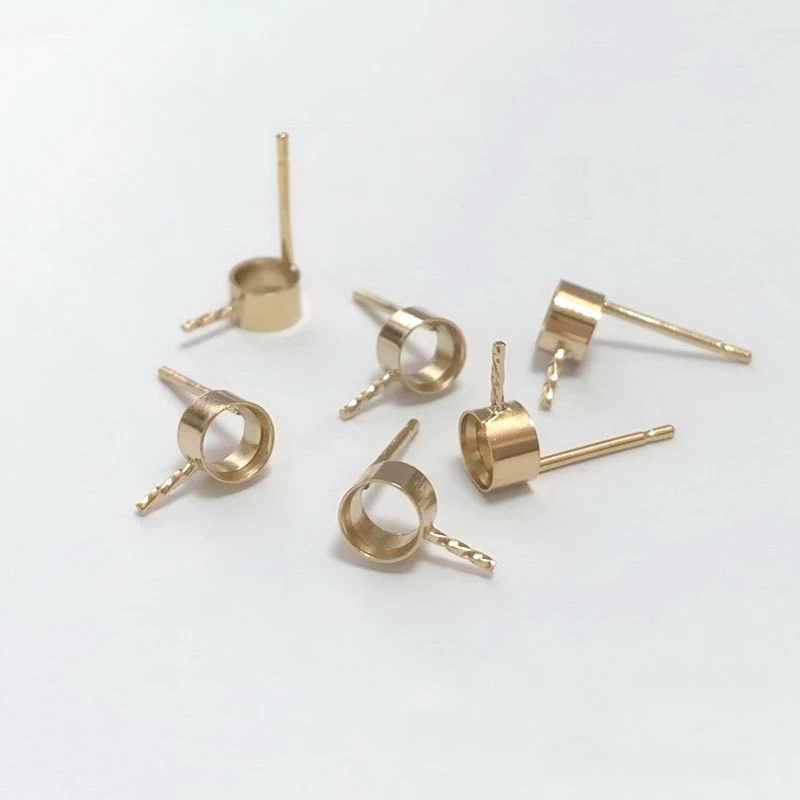 Real 14K Yellow Gold Filled 4mm Bezel Post Earring Wholesale Bulk DIY Jewelry Findings Tarnish Resistant Jewelry Findings
