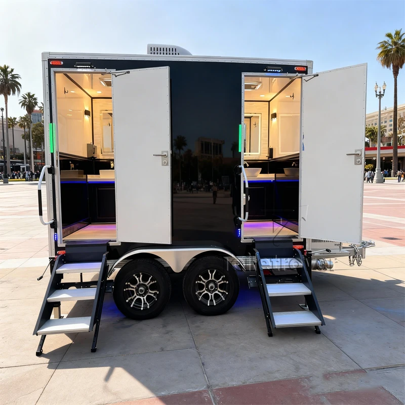 Foreign Vip Luxury Toilet Trailer Street Mobile Bathroom Trailer Triple Luxury Portable Restroom Trailer for Business