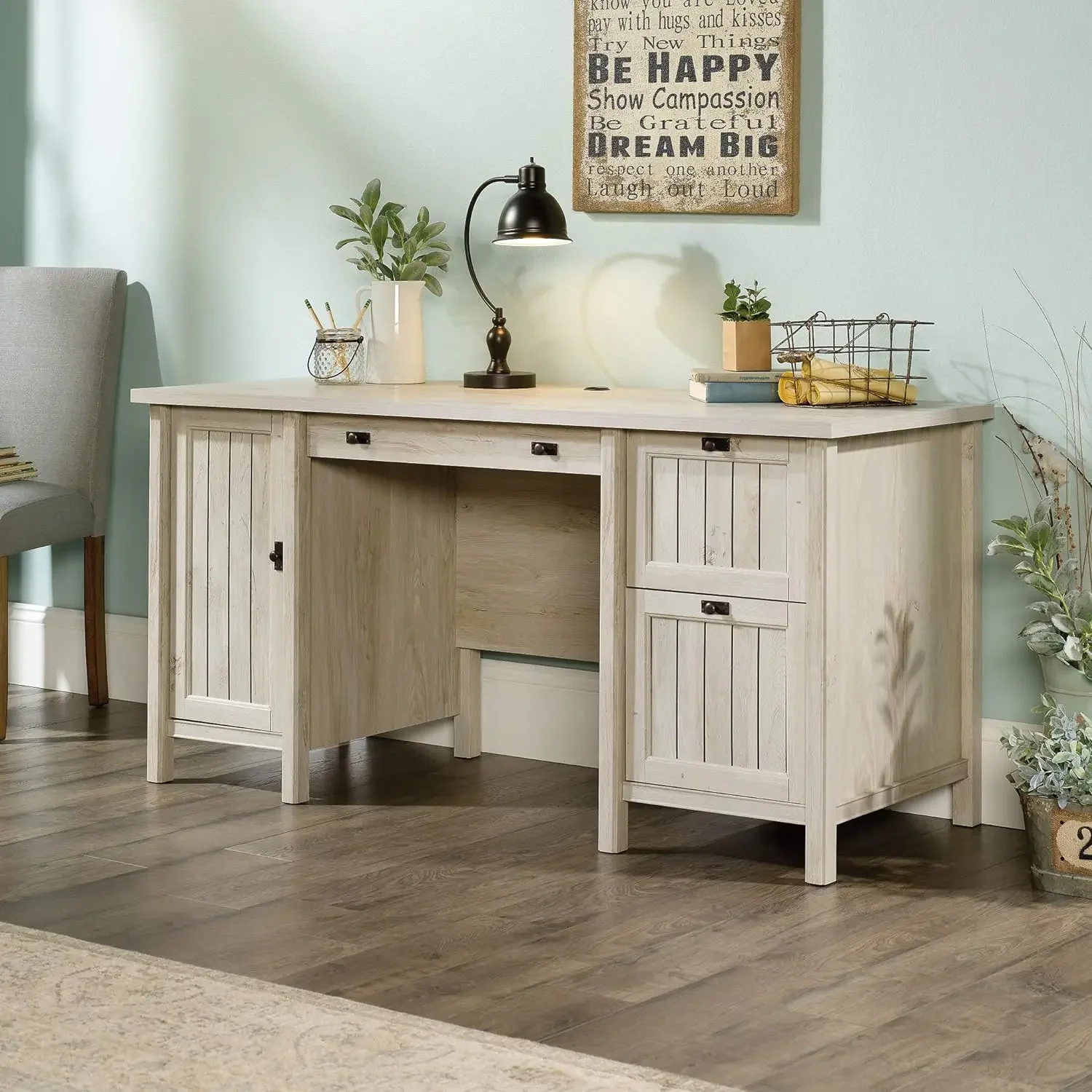 Sauder Computer Desk, Chalked Chestnut finish