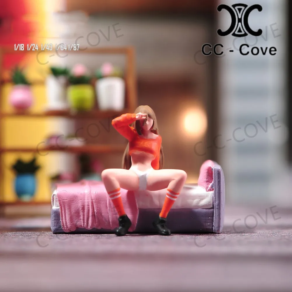 Painted Miniatures 1/18 1/24 1/43 1/64 1/87 Sexy Brown Haired Beauty Sitting With Legs Crossed Figure Model Toys View Decoration