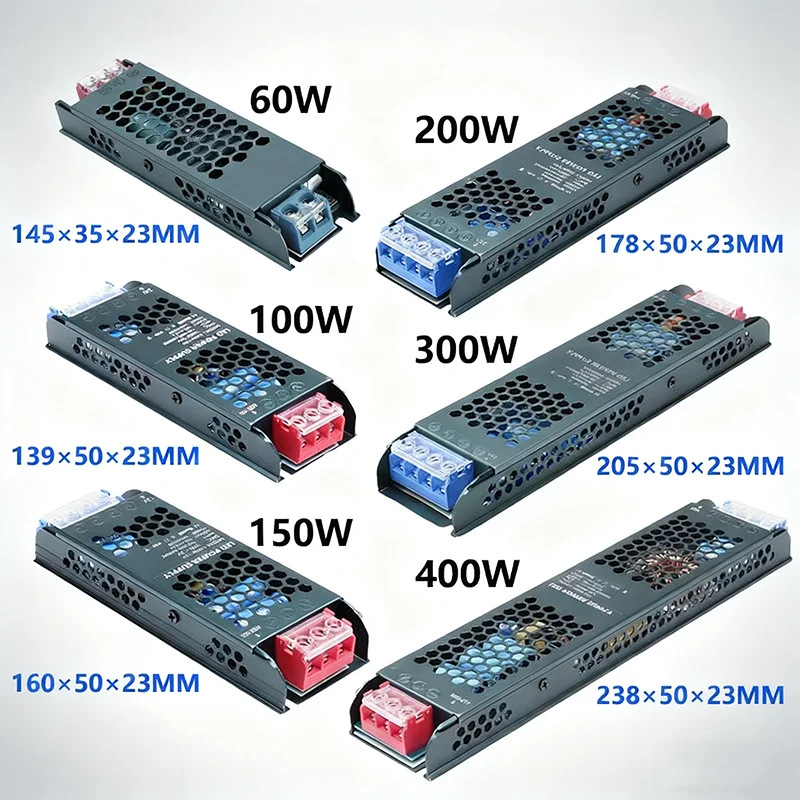 LED امدادات الطاقة التيار المتناوب 220 فولت إلى تيار مستمر 12 فولت 24 فولت LED سائق الإضاءة محول 12 فولت 24 فولت 60 واط 100 واط 150 واط 200 واط 300 واط 400 واط لأضواء قطاع LED #2