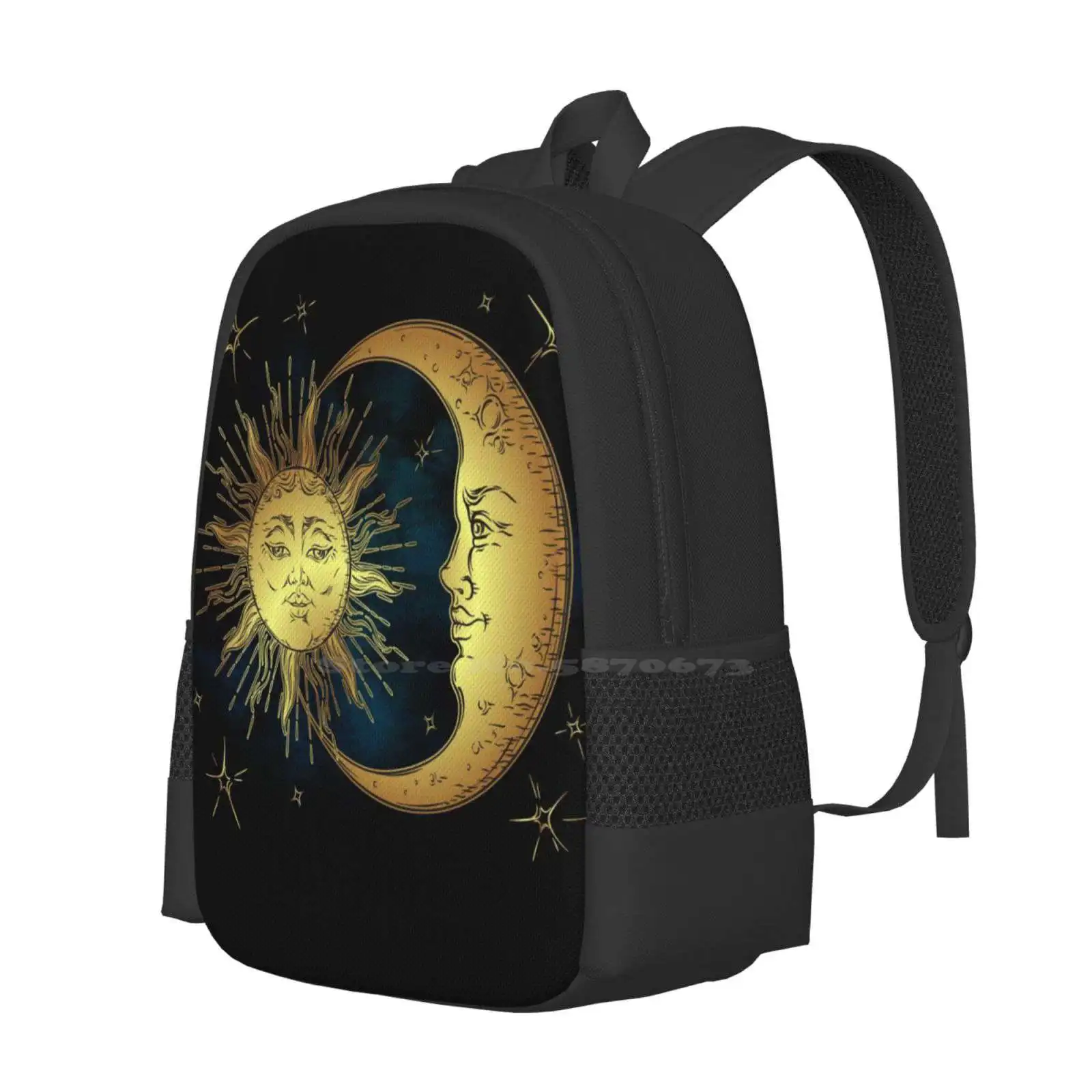 The Sun , Moon And Stars Fashion Pattern Design Travel Laptop School Backpack Bag Sun Moon Stars Night Sky Celestial Mystic