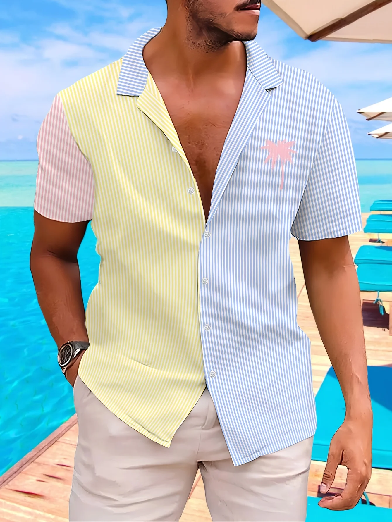 2026 Summer Men's Shirt with 3D Print Breathable Lightweight Comfortable Casual and Fashionable Beach Men's Clothing