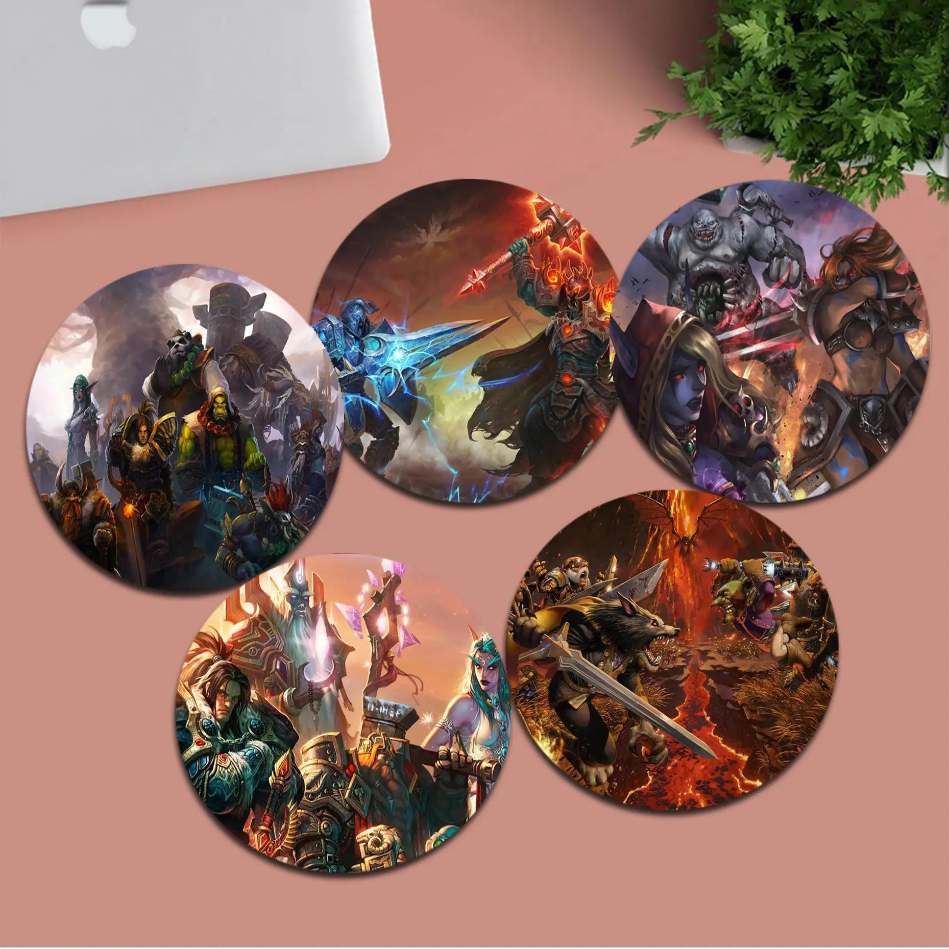 

W-World of W-Warcraft Mousepad INS Tide Round Keyboard Mat Table Mat Students Cabinet Gamer Desktop Cup Mats Deskpad Home Decor