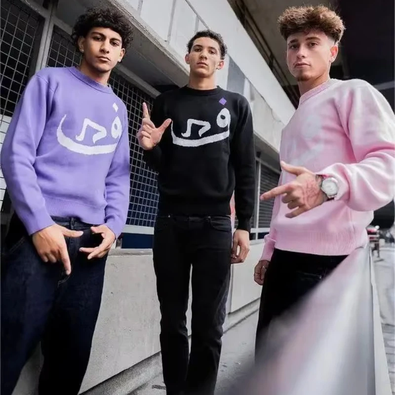 Men's Vintage Knitwear Y2K Creative Sweaters Winter Harajuku Oversized Pullover Sweater Unisex Aesthetic Clothes Teens Women Top